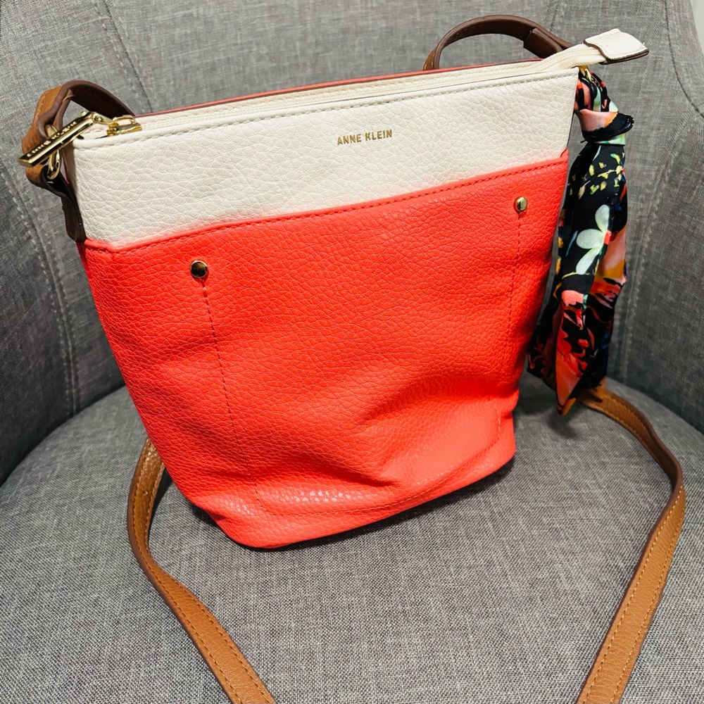 Anne Klein Red and White Crossbody Bag